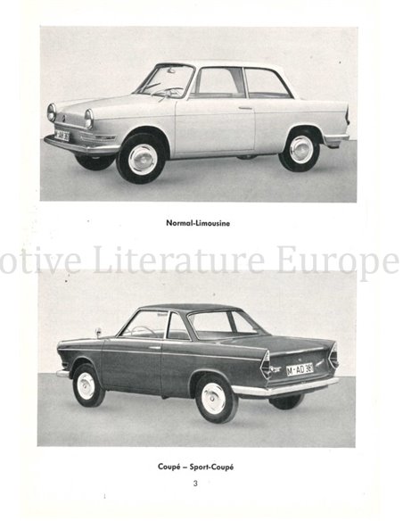 1962 BMW 700 OWNERS MANUAL GERMAN