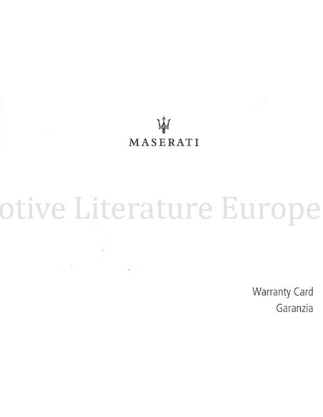 2018 MASERATI LEVANTE MAINTENANCE & WARRANTY MANUAL