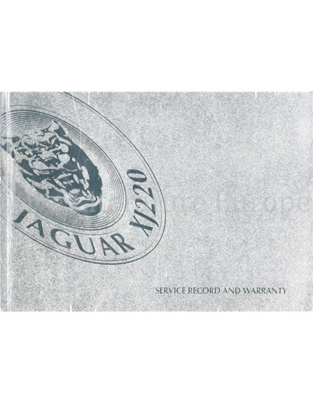 1992 JAGUAR XJ220 SERVICE RECORD AND WARRANTY OWNERS MANUAL ENGLISH