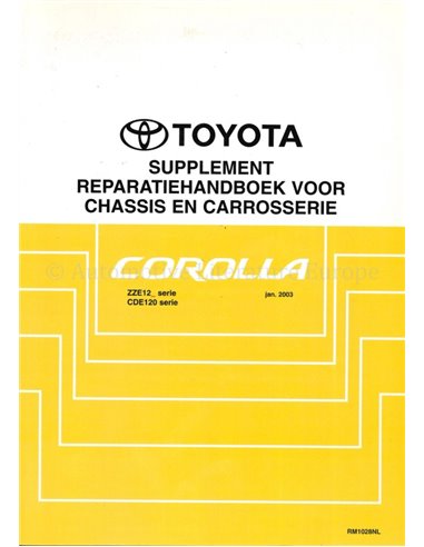 2000 TOYOTA COROLLA (SUPPLEMENT) CHASSIS & CAROSSERIE WERKPLAATSHANDBOEK NEDERLANDS