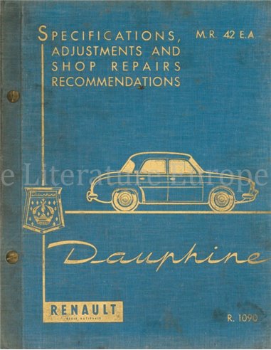 1958 RENAULT DAUPHINE WERKPLAATSHANDBOEK ENGELS