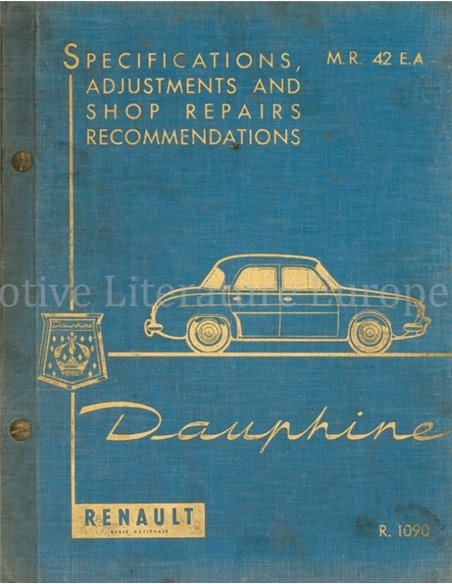 1958 RENAULT DAUPHINE WORKSHOP MANUAL ENGLISH