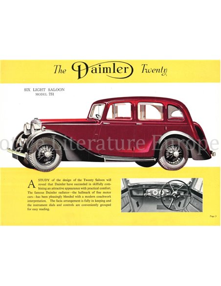 1939 DAIMLER TWENTY PROSPEKT ENGLISCH