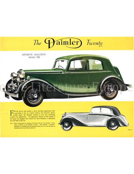 1939 DAIMLER TWENTY BROCHURE ENGLISH