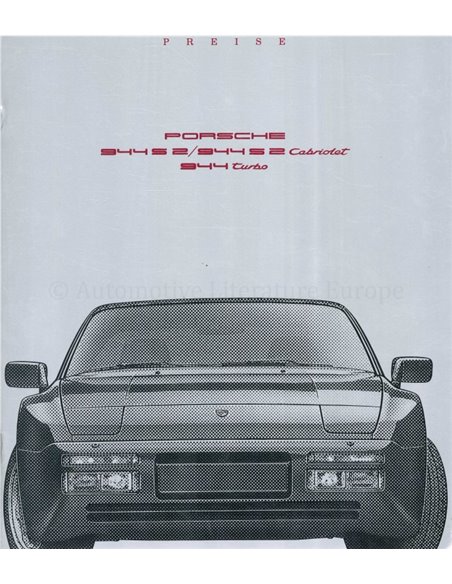 1990 PORSCHE 944 PRICE LIST GERMAN