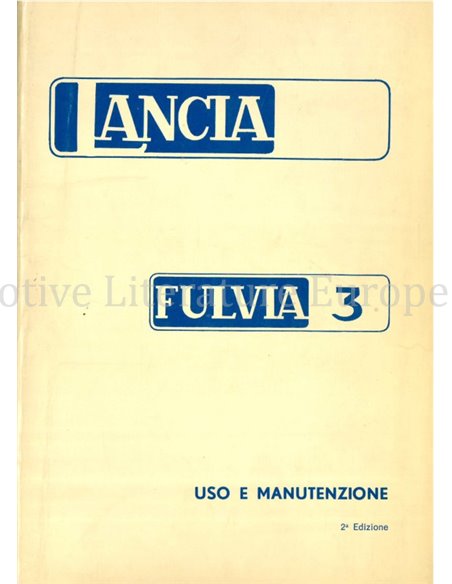 1974 LANCIA FULVIA COUPE S OWNERS MANUAL ITALIAN