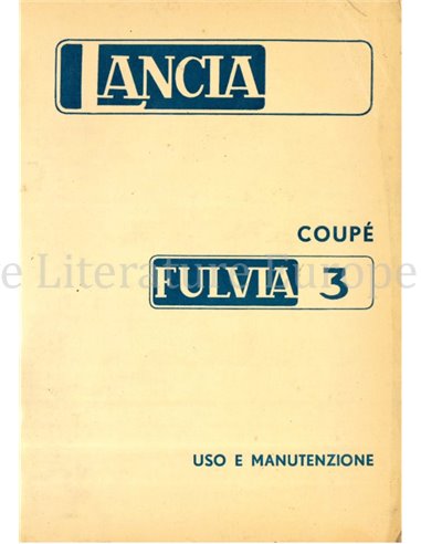 1973 LANCIA FULVIA COUPE S OWNERS MANUAL ITALIAN