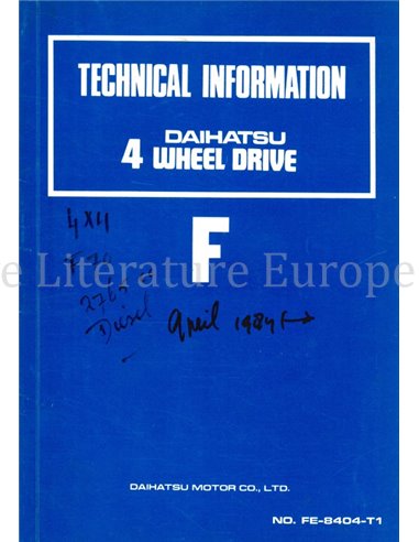 1984 DAIHATSU F70 | F75 | F80 | F85 WORKSHOP MANUAL ENGLISH