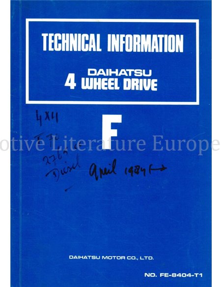 1984 DAIHATSU F70 | F75 | F80 | F85 WORKSHOP MANUAL ENGLISH