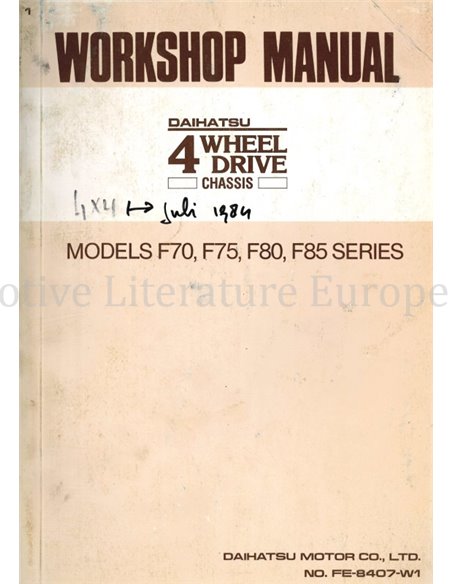 1984 DAIHATSU F70 | F75 | F80 | F85 WORKSHOP MANUAL ENGLISH