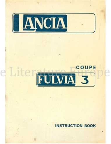 1974 LANCIA FULVIA COUPE S OWNERS MANUAL ENGLISH