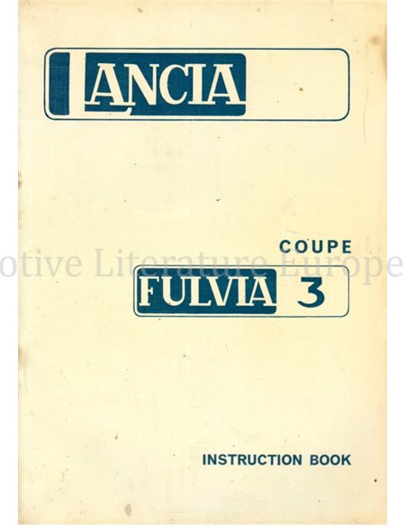 1974 LANCIA FULVIA COUPE S OWNERS MANUAL ENGLISH