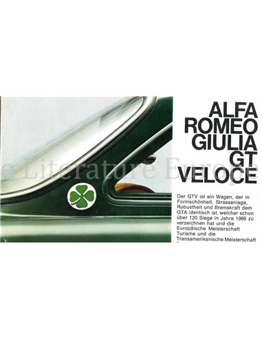 1969 ALFA ROMEO GIULIA GT VELOCE BROCHURE DUITS