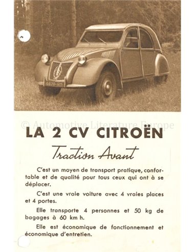 1955 CITROEN 2CV AZ PROSPEKT FRANZÖSISCH