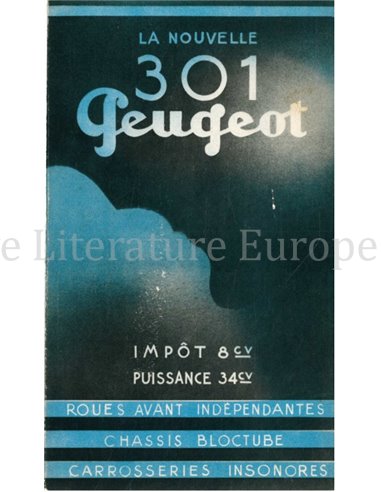 1932 PEUGEOT 301 BROCHURE FRANS