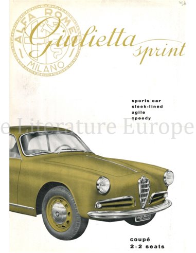 1956 ALFA ROMEO GIULIETTA SPRINT BROCHURE ENGELS