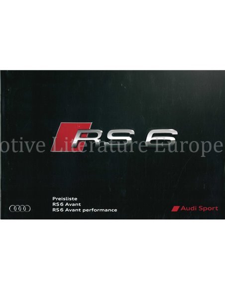 2015 AUDI RS6 AVANT HARDCOVER BROCHURE DUITS