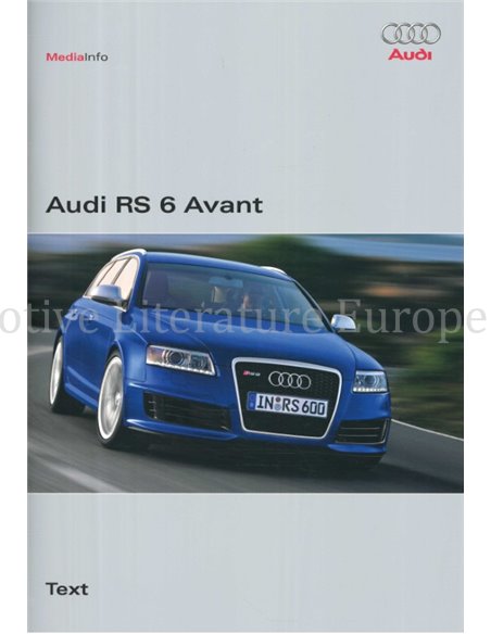 2008 AUDI RS6 AVANT HARDCOVER PERSMAP DUITS