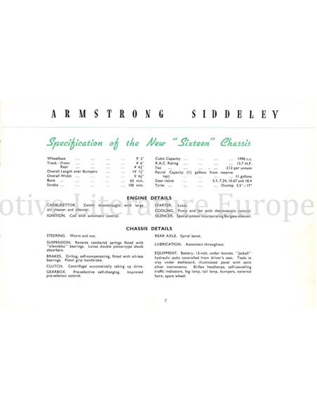 1939 ARMSTRONG SIDDELEY BROCHURE ENGLISCH