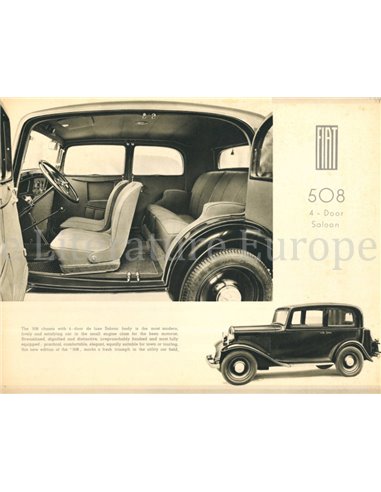 1933 FIAT 508 DATENBLATT ENGLISCH