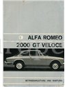 1972 ALFA ROMEO 2000 GT VELOCE BETRIEBSANLEITUNG DEUTSCH