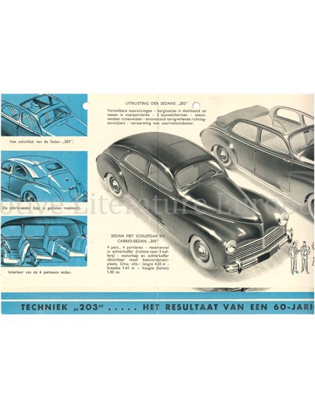 1951 PEUGEOT 203 BROCHURE DUTCH