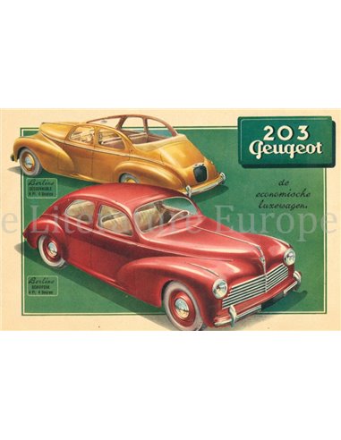 1950 PEUGEOT 203 BERLINE BROCHURE DUTCH