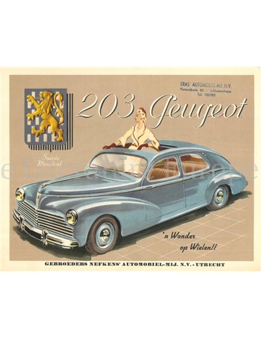 1952 PEUGEOT 203 PROSPEKT NIEDERLÄNDISCH