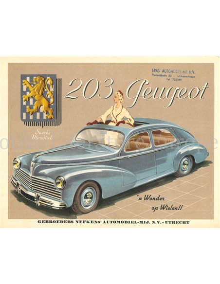 1952 PEUGEOT 203 BROCHURE DUTCH