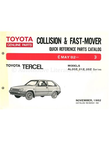 1982 TOYOTA TERCEL SHORT SPARE PARTS CATALOG ENGLISH