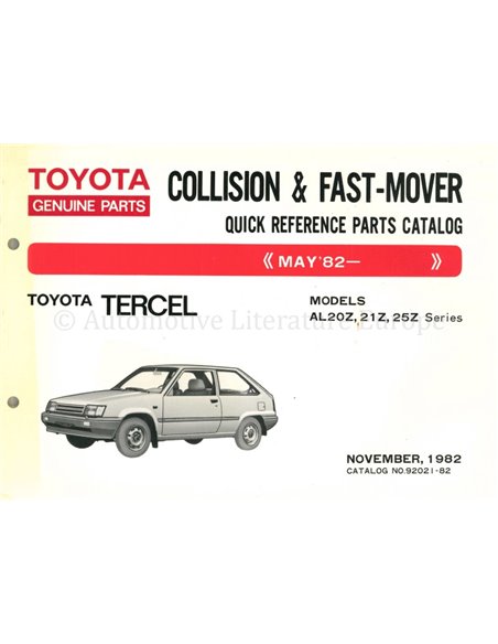 1982 TOYOTA TERCEL SCHNELL ERZATSTEILCATALOG ENGLISCH