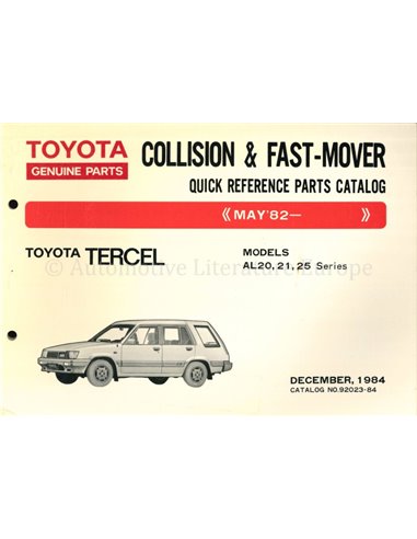 1984 TOYOTA TERCEL SHORT SPARE PARTS CATALOG ENGLISH