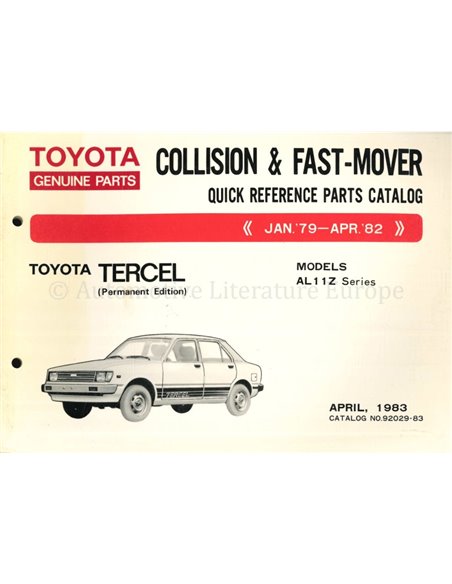 1983 TOYOTA TERCEL SHORT SPARE PARTS CATALOG ENGLISH