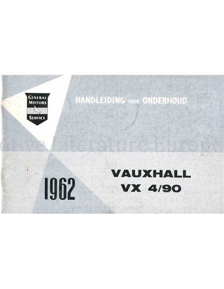 1962 VAUXHALL VX 4/90 OWNERS MANUAL DUTCH