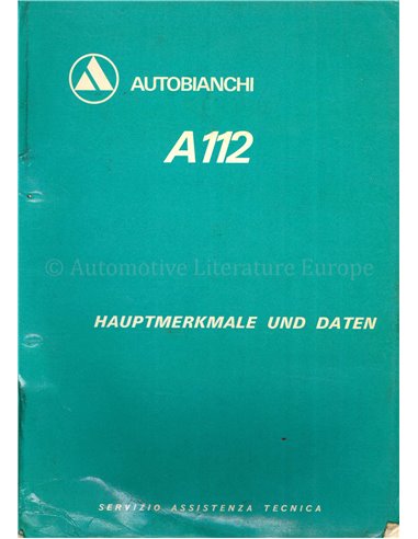 1970 AUTOBIANCHI A112 WORKSHOP MANUAL GERMAN