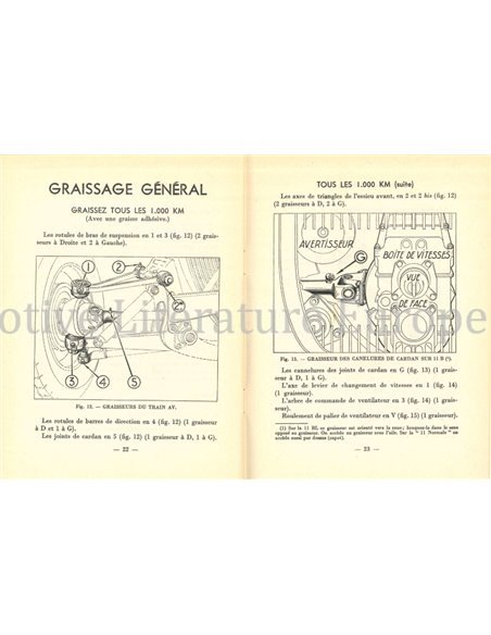 1952 CITROËN TRACTION AVANT OWNERS MANUAL FRENCH