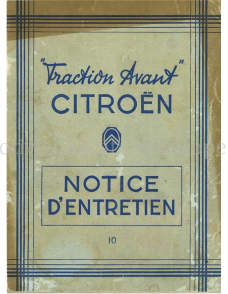 1950 CITROËN TRACTION AVANT OWNERS MANUAL FRENCH