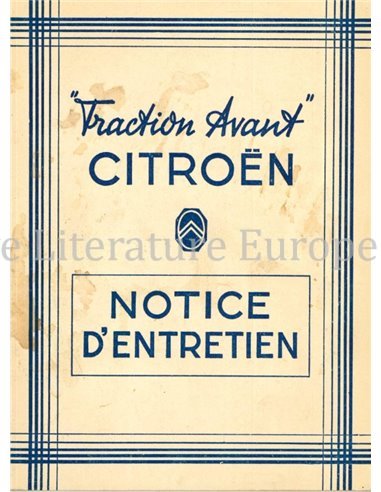 1950 CITROËN TRACTION AVANT OWNERS MANUAL FRENCH