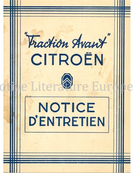 1950 CITROËN TRACTION AVANT OWNERS MANUAL FRENCH