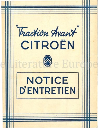 1950 CITROËN TRACTION AVANT OWNERS MANUAL FRENCH