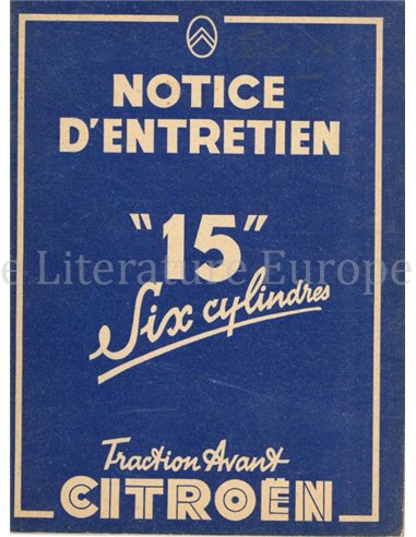 1946 CITROËN TRACTION AVANT LA 15 OWNERS MANUAL FRENCH