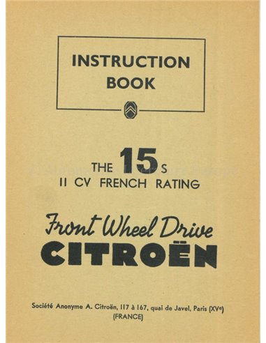 1953 CITROËN TRACTION AVANT INSTRUCTIEBOEKJE ENGLISCH