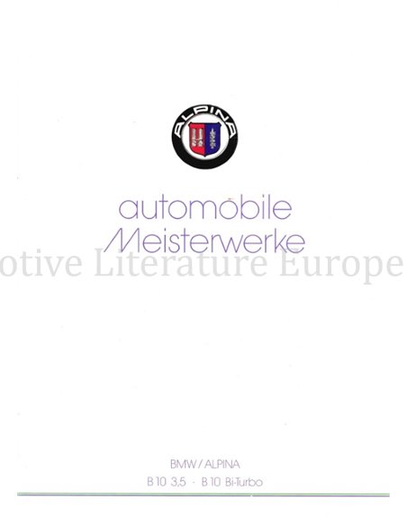 1989 BMW ALPINA B10 3.5 | BI-TURBO BROCHURE DUITS