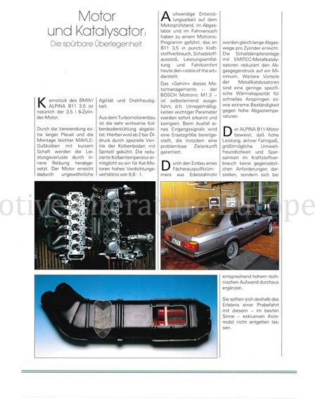 1989 BMW ALPINA B11 3.5 BROCHURE DUITS