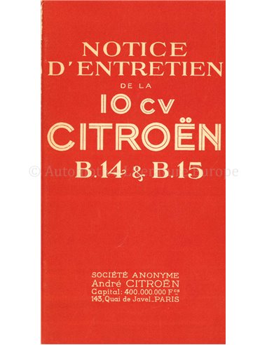 1927 CITROËN B14 OWNERS MANUAL FRENCH