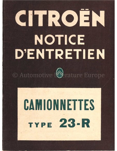 1949 CITROËN U23-R OWNERS MANUAL FRENCH