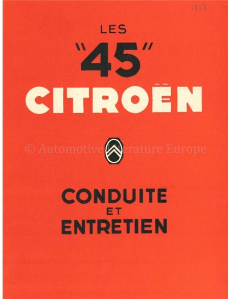 1952 CITROËN LES 45 OWNERS MANUAL FRENCH