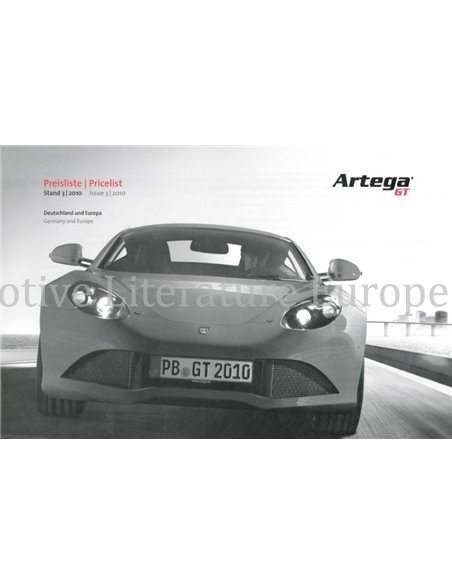 2010 ARTEGA GT BROCHURE DUITS | ENGELS