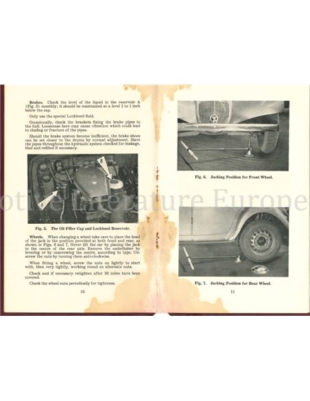 1952 CITROEN 'LIGHT FIFTEEN'( TRACTION AV) OWNERS MANUAL ENGLISH