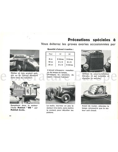 1934 CITROËN ROSALIE OWNERS MANUAL FRENCH